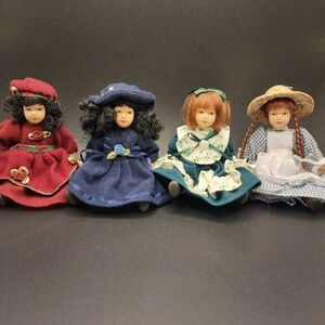 2001 Celebrate The Season Set Of 4 Bisque Porcelain Dolls From Sears & Roebuck